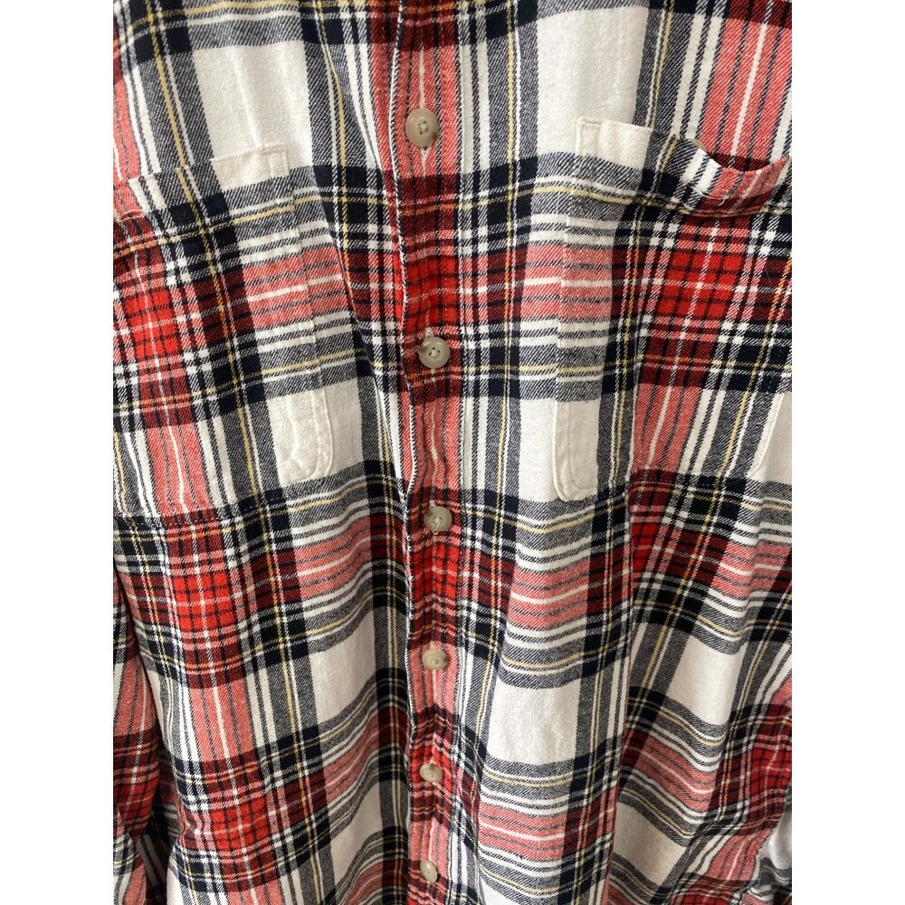 Sonoma Plaid Flannel Shirt XL Red/White/Black Cotton Blend Button-Up Long Sleeve - Picture 3 of 4